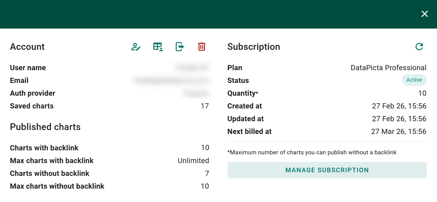Account settings